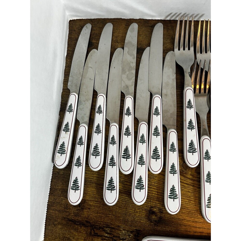 Oneida Furio Christmas Tree Flatware Set 40 Pc Service for 8 Vintage 1980 Used - Picture 5 of 11